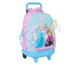 Safta Frozen Cool Days - Zaino grande con ruote, compatto, rimovibile, ideale per bambini di diverse età, comodo e versatile, qualità e resistenza, 33 x 22 x 45 cm, colore: Viola/Celeste,