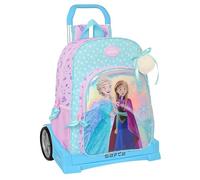 Safta FROZEN COOL DAYS - Zaino scuola 180, schienale ergonomico, con carrello Evolution, ideale per bambini di diverse età, comodo e versatile, 33 x 14 x 42 cm, colore: viola/celeste, Viola/Celeste,