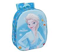 Zaino Safta Frozen 3D - Portabottiglie - Spallacci imbottiti - Maniglia superiore - 27x33x10cm - Azzurro