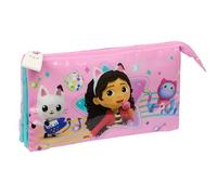 Safta GABBY'S Dollhouse Party - Astuccio triplo, astuccio per bambini, ideale per bambini in età scolastica, comodo e versatile, qualità e resistenza, 22 x 3 x 12 cm, colore rosa chiaro, rosa chiaro,