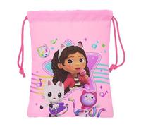 GABBY'S DOLLHOUSE PARTY - Sacchetto per spuntino da pranzo, con porta cibo, qualità e massima resistenza, 20 x 25 cm, colore rosa chiaro, rosa chiaro, Estándar, Casual