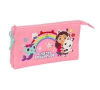 GABBY'S DOLLHOUSE - Astuccio triplo, astuccio per bambini, ideale per bambini in età scolastica, comodo e versatile, qualità e resistenza, 22 x 3 x 12 cm