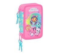 Safta GABBY'S DOLLHOUSE CONFETTI - Astuccio scuola con 37 utili inclusi, astuccio per bambini, ideale per bambini dai 5 ai 14 anni, comodo e versatile, qualità e resistenza, 12,5 x 5,5 x 19,5 cm, rosa