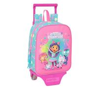 Safta GABBY'S DOLLHOUSE CONFETTI - Zaino asilo con carrello, ideale per bambini di diverse età, comodo e versatile, qualità e resistenza, 22 x 10 x 27 cm, rosa/turchese, M, Casual