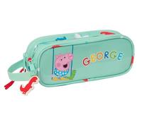 Safta George - Astuccio doppio per bambini, astuccio per bambini, ideale per bambini in età scolastica, comodo e versatile, qualità e resistenza, 21 x 6 x 8 cm, colore verde menta, verde menta,