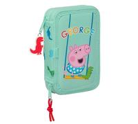 Safta GEORGE - Astuccio scolastico per bambini, con 28 oggetti inclusi, ideale per bambini dai 5 ai 14 anni, comodo e versatile, qualità e resistenza, 12,5 x 4 x 19,5 cm, colore verde menta, verde