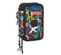 SAFTA GRAFFITI COLORS - Astuccio scuola con 37 utili inclusi, astuccio per bambini, ideale per bambini dai 5 ai 14 anni, comodo e versatile, qualità e resistenza, 12,5 x 5,5 x 19,5 cm