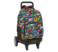 SAFTA GRAFFITI COLORS - Zaino grande con ruote, Compact Evoluzione, rimovibile, ideale per bambini di diverse età, comodo e versatile, qualità e resistenza, 33 x 22 x 45 cm