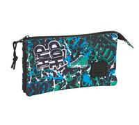 SAFTA GRAFFITI GO - Astuccio triplo, astuccio per bambini, ideale per bambini in età scolastica, comodo e versatile, qualità e resistenza, 22 x 3 x 12 cm
