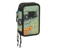 SAFTA GRAFFITI ZONE - Astuccio scuola con 37 utili inclusi, astuccio per bambini, ideale per bambini dai 5 ai 14 anni, comodo e versatile, qualità e resistenza, 12,5 x 5,5 x 19,5 cm