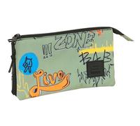 SAFTA GRAFFITI ZONE - Astuccio triplo, astuccio per bambini, ideale per bambini in età scolastica, comodo e versatile, qualità e resistenza, 22 x 3 x 12 cm