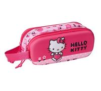 Safta HELLO KITTY 3D - Astuccio doppio 3D, astuccio per bambini, ideale per bambini in età scolastica, comodo e versatile, qualità e resistenza, 21 x 6 x 8 cm, Rosa, M, Casual