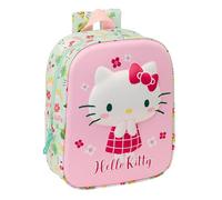 Safta HELLO KITTY 3D - Zaino da asilo 3D, adattabile al carrello, facile da pulire, ideale per bambini di diverse età, comodo e versatile, qualità e resistenza, 22 x 10 x 27 cm, colore: rosa/verde,