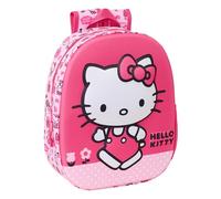 safta HELLO KITTY 3D - Zaino scolastico, con design 3D, adattabile al carrello, ideale per bambini di diverse età, comodo e versatile, qualità e resistenza, 27 x 10 x 33 cm, Rosa, M, Casual