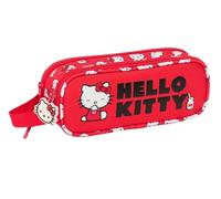 safta Hello Kitty Iconic - Astuccio doppio bambino, astuccio per bambini, ideale per bambini in età scolastica, comodo e versatile, qualità e resistenza, 21 x 6 x 8 cm, rosso/bianco, M, Casual