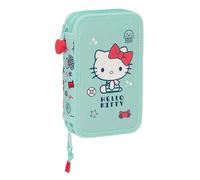 Safta HELLO KITTY SEA LOVERS - Astuccio scuola per bambini, con 28 utensili inclusi, ideale per bambini dai 5 ai 14 anni, comodo e versatile, qualità e resistenza, 12,5 x 4 x 19,5 cm, colore turchese