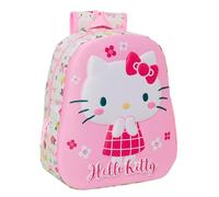 Safta HELLO KITTY - Zaino da scuola, con design 3D, adattabile al carrello, ideale per bambini di diverse età, comodo e versatile, qualità e resistenza, 27 x 10 x 33 cm, colore: rosa/verde