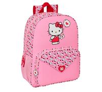 HELLO KITTY - Zaino scolastico per bambini, adatto a carrozzina, comodo e versatile, qualità e resistenza, 33 x 14 x 42 cm