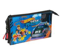 Safta Hot Wheels Let's Race - Astuccio triplo, astuccio per bambini, ideale per bambini in età scolastica, comodo e versatile, qualità e resistenza, 22 x 3 x 12 cm, blu/nero, M, Casual