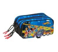 safta HOT WHEELS LET'S RACE - Astuccio triplo grande, astuccio per bambini, ideale per bambini in età scolastica, comodo e versatile, qualità e resistenza, 21,5 x 8 x 10 cm, blu/nero, M, Casual