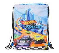safta HOT WHEELS LET'S RACE - Zaino a sacco piatto Junior, ideale per bambini di diverse età, comodo e versatile, qualità e resistenza, 26 x 34 cm, blu/nero, M, Casual
