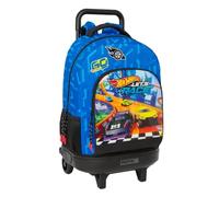 safta HOT WHEELS LET'S RACE - Zaino grande con ruote, compatto, rimovibile, ideale per bambini di diverse età, comodo e versatile, qualità e resistenza, 33 x 22 x 45 cm, blu/nero, M, Casual