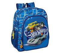 Safta HOT WHEELS SONNY - Zaino scuola per bambini, adattabile a carrozzina, ideale per bambini in età scolastica, comodo e versatile, qualità e resistenza, 32 x 12 x 38 cm, colore blu navy, Blu navy,