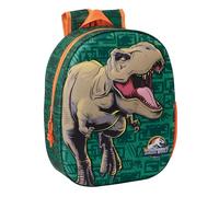 safta JURASSIC WORLD 3D - Zaino scolastico, con design 3D, adattabile al carrello, ideale per bambini di diverse età, comodo e versatile, qualità e resistenza, 27 x 10 x 33 cm, verde scuro, M, Casual