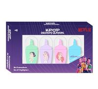 Safta K-POP DEMON HUNTERS CHIBI - Set di 4 pennarelli fluorescenti, idea regalo, metallizzato, pennino, bambino, 13,2 x 1,6 x 7,6 cm