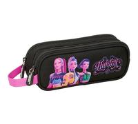 K-POP Demon Hunters - NERO - Doppio astuccio per bambini, ideale per bambini in età scolare, comodo e versatile, qualità e resistenza, 21x6x8 cm