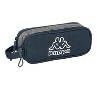 Safta Kappa Dark Navy - Astuccio doppio per bambini, astuccio per bambini, ideale per bambini in età scolastica, comodo e versatile, qualità e resistenza, 21 x 6 x 8 cm, colore grigio/blu navy