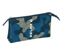 safta KELME EPIC - Astuccio triplo, astuccio per bambini, ideale per bambini in età scolastica, comodo e versatile, qualità e resistenza, 22 x 3 x 12 cm, Blu navy, M, Casual