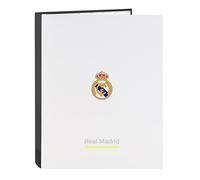 safta KIT REAL MADRID 25/26 - Cartella a 4 anelli, ideale per bambini di diverse età, comoda e versatile, qualità e resistenza, 26,5x33 cm
