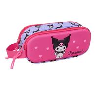 safta KUROMI - Astuccio doppio 3D, astuccio per bambini, ideale per bambini in età scolastica, comodo e versatile, qualità e resistenza, 21 x 6 x 8 cm