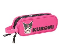 safta KUROMI - Astuccio doppio per bambini, astuccio per bambini, ideale per bambini in età scolastica, comodo e versatile, qualità e resistenza, 21 x 6 x 8 cm, nero/fucsia, M, Casual
