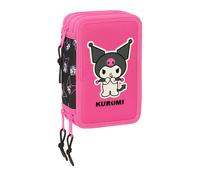 safta KUROMI - Astuccio scolastico con 37 utili inclusi, astuccio per bambini, ideale per bambini dai 5 ai 14 anni, comodo e versatile, qualità e resistenza, 12,5 x 5,5 x 19,5 cm, nero/fucsia, M