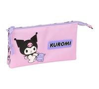 safta KUROMI - Astuccio triplo, astuccio per bambini, ideale per bambini in età scolastica, comodo e versatile, qualità e resistenza, 22 x 3 x 12 cm