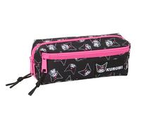 safta KUROMI - Astuccio triplo piccolo, astuccio per bambini, ideale per bambini in età scolastica, comodo e versatile, qualità e resistenza, 22 x 6 x 8,5 cm, nero/fucsia, M, Casual