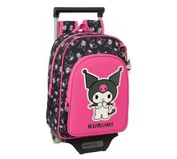 safta KUROMI - Zaino per bambini con trolley 705, ideale per bambini di diverse età, comodo e versatile, qualità e resistenza, 26 x 11 x 34 cm, nero/fucsia, M, casual, nero/fucsia, M, Casual