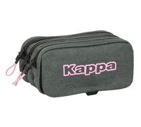 Kappa Silver Pink - Astuccio triplo grande, astuccio per bambini, ideale per bambini in età scolastica, comodo e versatile, qualità e resistenza, 21,5 x 8 x 10 cm, colore grigio melange, grigio