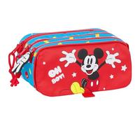 Safta MICKEY MOUSE FANTASTIC - Astuccio triplo grande, astuccio per bambini, ideale per bambini in età scolastica, comodo e versatile, qualità e resistenza, 21,5 x 8 x 10 cm, colore: blu/rosso,