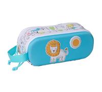 safta LION 3D - Astuccio doppio 3D, astuccio per bambini, ideale per bambini in età scolastica, comodo e versatile, qualità e resistenza, 21 x 6 x 8 cm, bianco/blu, M, Casual