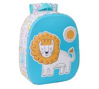 Safta LION 3D - Zaino scolastico, con design 3D, adattabile a carrozzina, ideale per bambini di diverse età, comodo e versatile, qualità e resistenza, 27 x 10 x 33 cm, bianco/blu, M, Casual