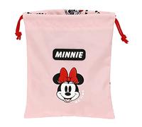 SAFTA -M237 Minnie Mouse Me Time-Sacchito Spuntino Lunch Bag, Portatodo, Massima Resistenza, Porta Cibo, Ricreo, 20 x 25 cm, Colore Rosa Chiaro, Standard (812312237), rosa chiaro, Estándar, Casual