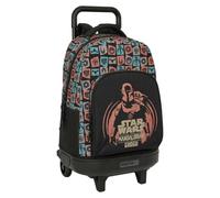 Safta Mandalorian & Grogu - Astuccio scolastico con 3 scomparti e cerniera, include 16 matite, 14 pennarelli, righello e semicerchio, dimensioni 12,5 x 5,5 x 19,5 cm, Zaino grande Grogu, Medio