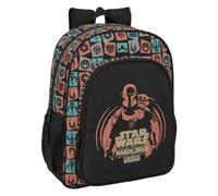 Safta Mandalorian & Grogu - Astuccio scolastico con 3 scomparti e cerniera, include 16 matite, 14 pennarelli, righello e semicerchio, dimensioni 12,5 x 5,5 x 19,5 cm, Zaino scolastico junior, Medio