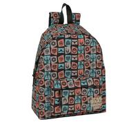 Safta Mandalorian & Grogu - Astuccio scolastico con 3 scomparti e cerniera, include 16 matite, 14 pennarelli, righello e semicerchio, dimensioni 12,5 x 5,5 x 19,5 cm, Zaino scuola Mandalorian, Medio