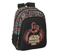 Safta Mandalorian & Grogu - Astuccio scolastico con 3 scomparti e cerniera, include 16 matite, 14 pennarelli, righello e semicerchio, dimensioni 12,5 x 5,5 x 19,5 cm, Zaino scolastico Grogu, Medio