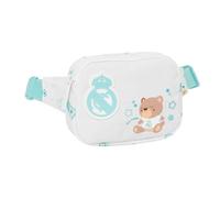 SAFTA | Marsupio Bambini Real Madrid Preescolar Blanca, Scomparto Principale con Cerniera, Cinghie Regolabili con Chiusura in PVC, Design Blanco con Osito y Escudo, Scolastico, Dimensioni 14x4x11 cm