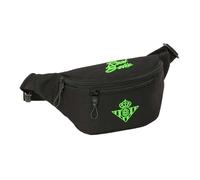 SAFTA | Marsupio Real Betis Balompié Licenza Ufficiale, Scomparto Principale Capiente con Cerniera, Tasca Frontale, Cinghie Regolabili con Chiusura in PVC, Nero con Logo Verde, Dimensioni 23x9x12 cm